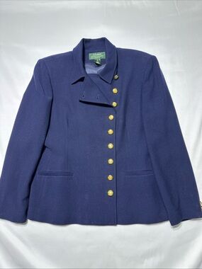 Lauren Ralph Lauren Navy Wool Blazer with Gold Buttons 14P